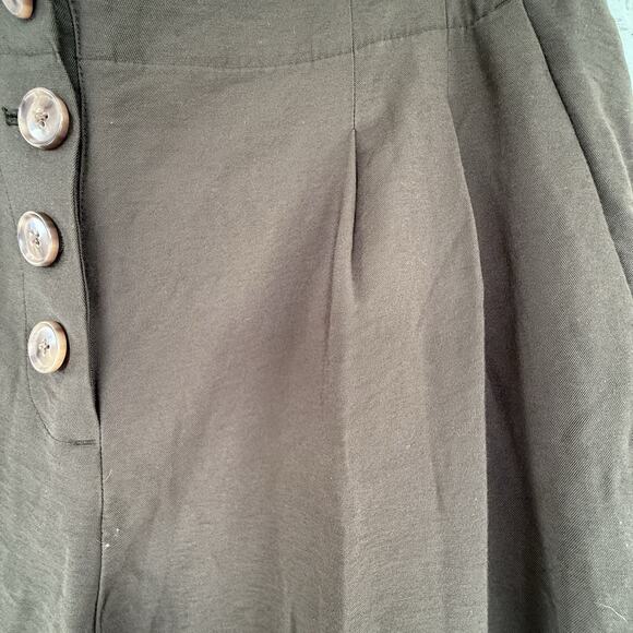 Loft Pants Women's High Waist Wide Leg Olive Green Button Front Size 12 Career - Picture 3 of 9